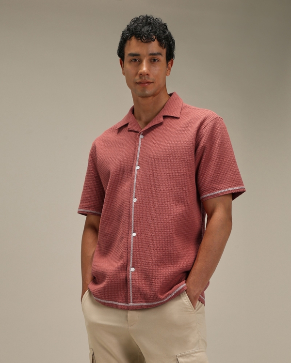 Rust Oversized Textured Shirt