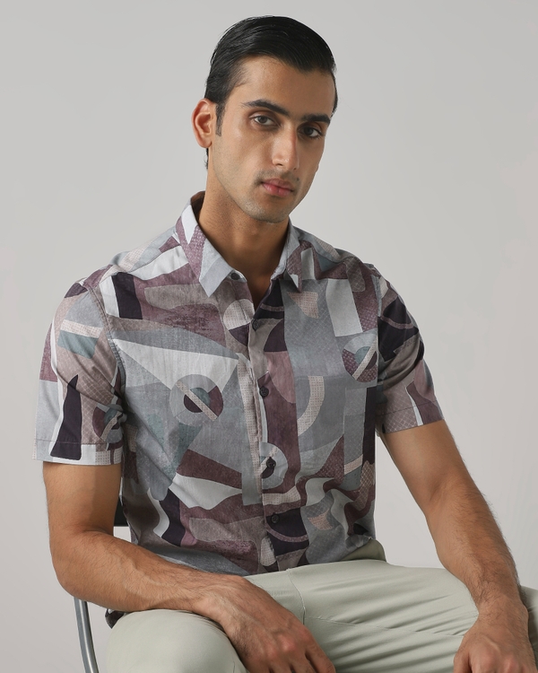 Multi Digital Print Slim Fit Casual Shirt