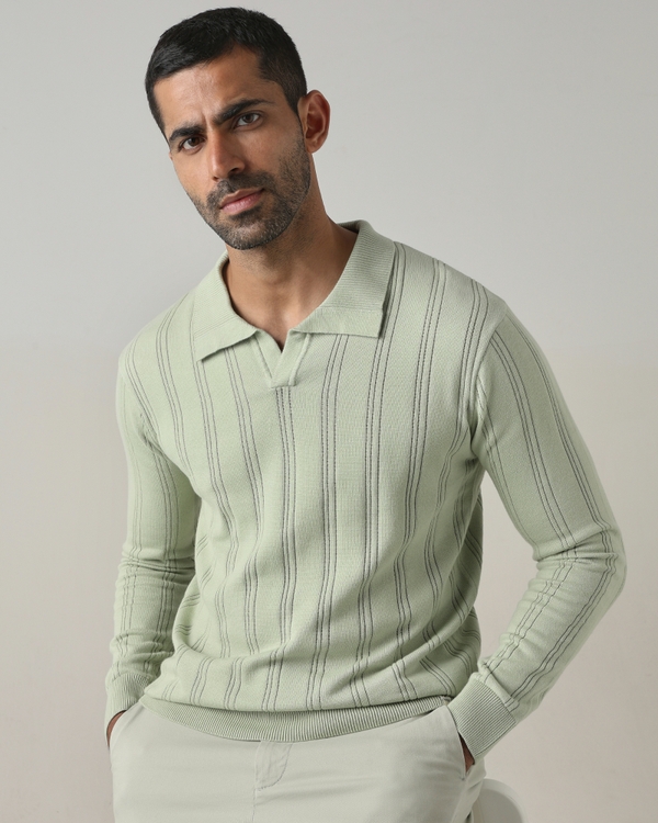 Sage Textured Slim Fit Flatknit