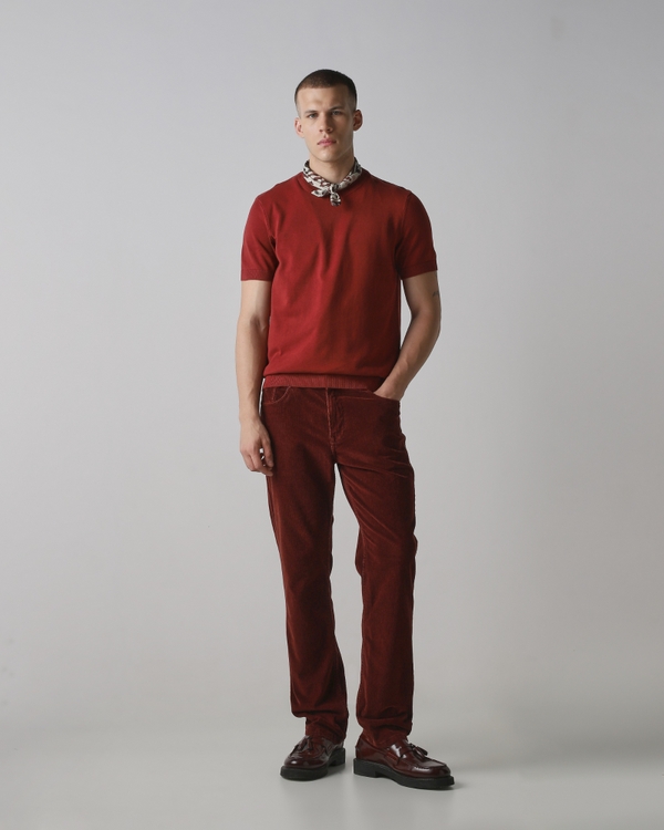 Rust Solid Cotton Flatknit