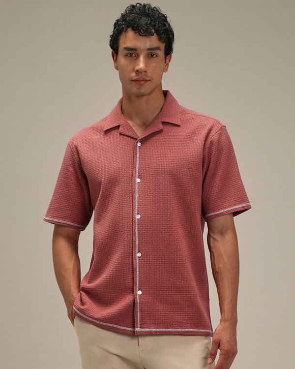 Rust Oversized Textured Shirt