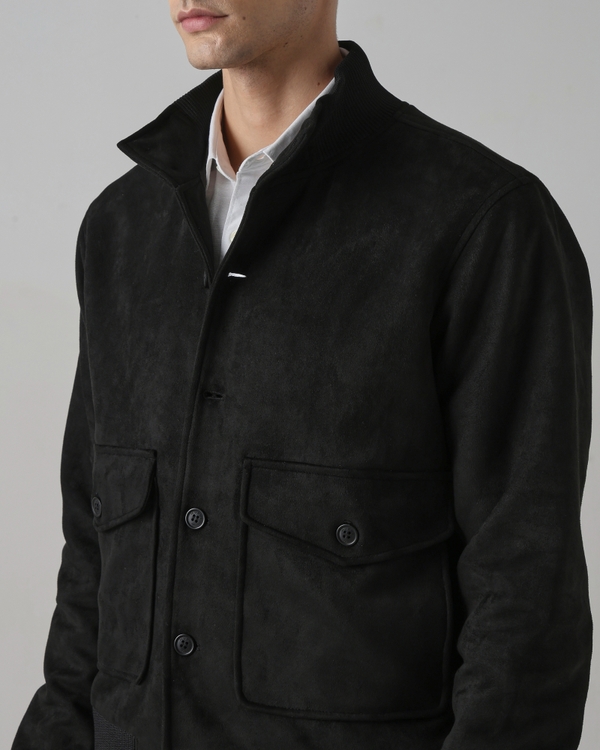 Black Suede Plain Jacket
