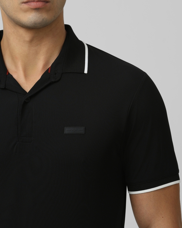 Black Logo Plain Half Sleeve Casual Polo