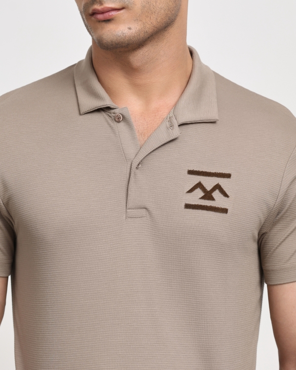 Stone Textured Stretch Slim Fit Polo