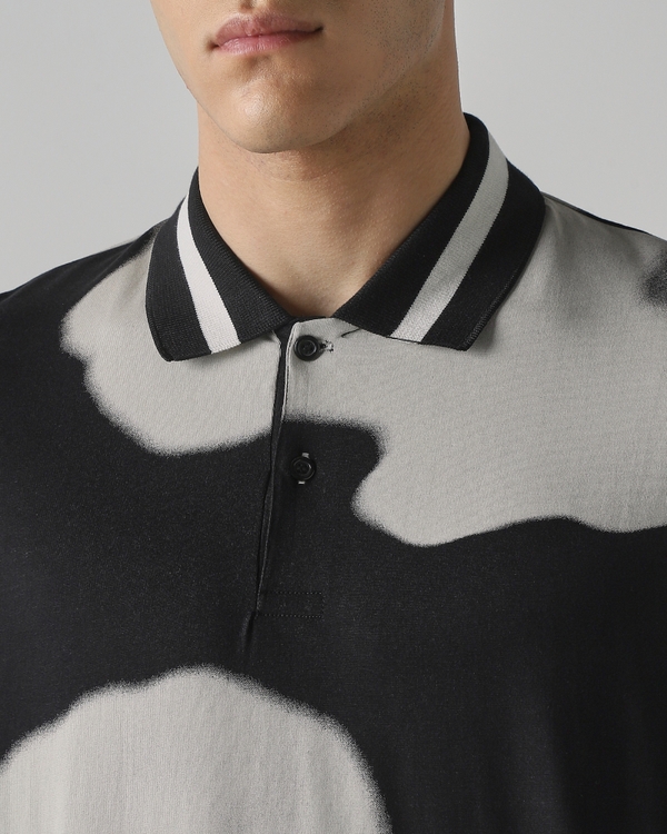 Black Floral Print Regular Fit T-Shirt