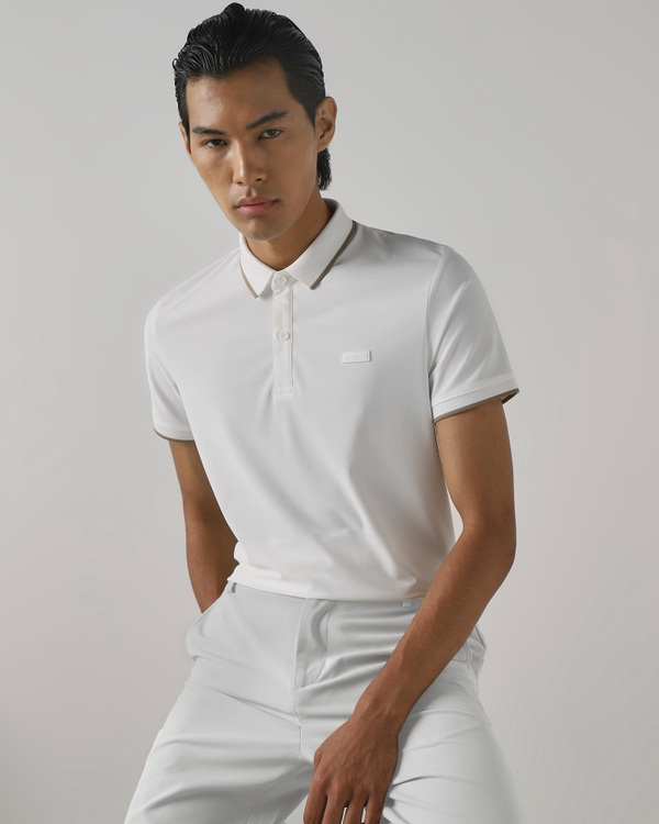 White Scuba Stretch Plain Polo