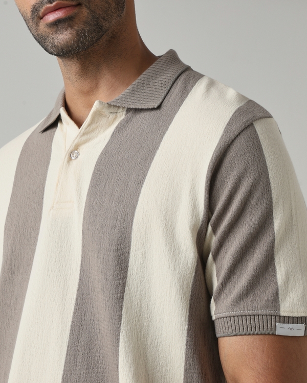 Grey Awning Stripe Polo