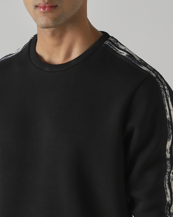 Black Tape Detail Slim Fit Sweatshirt