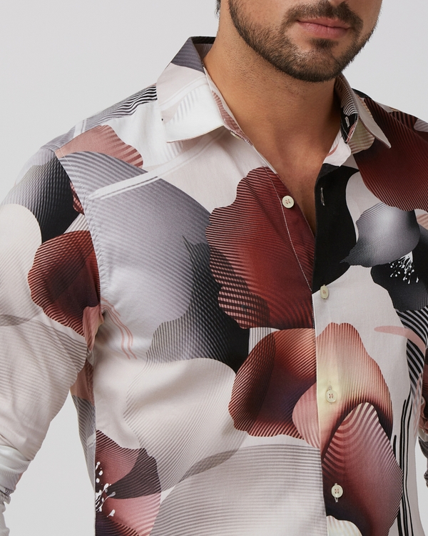 Multicolour Digital Print Slim Fit Casual Shirt