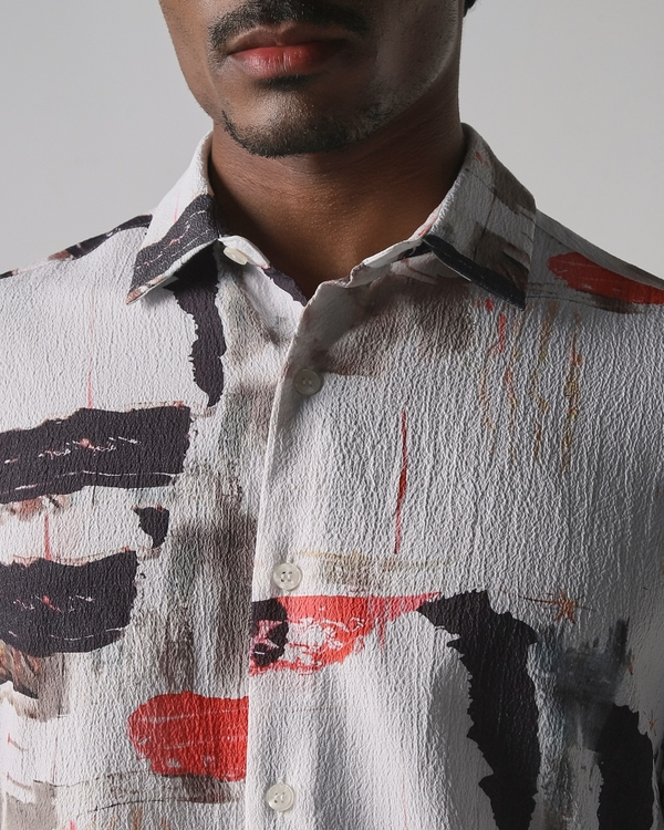 Multi Abstract Print Slim Fit Casual Shirt