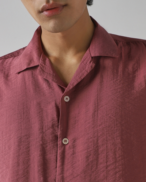 Pink Viscose Plain Relaxed Fit Casual Shirt