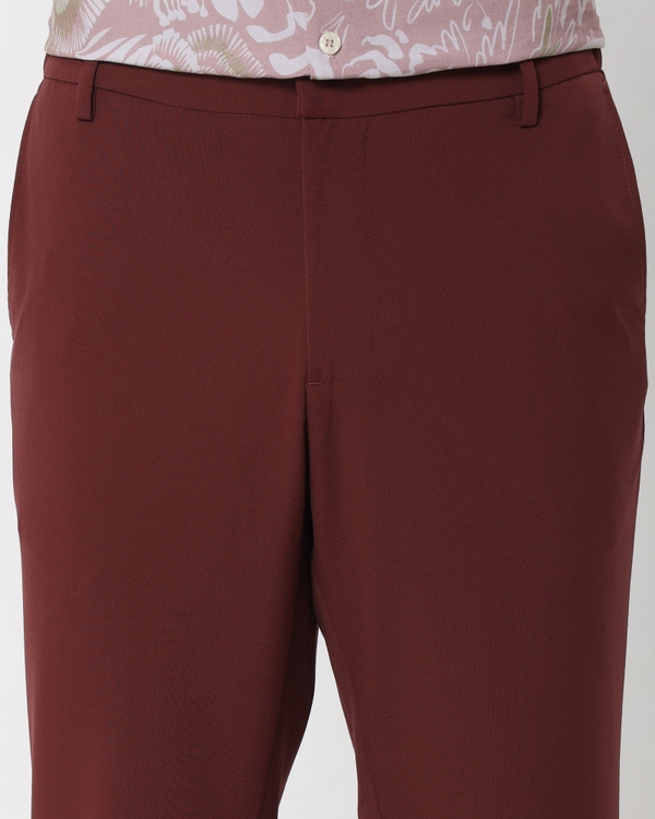 Rust Ankle Length Stretch Chinos