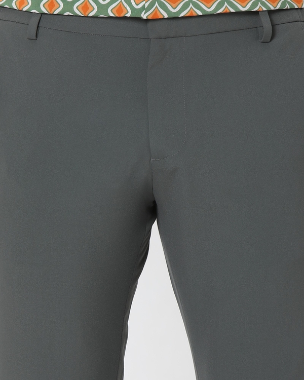Olive Slim Fit Flat Front Pants