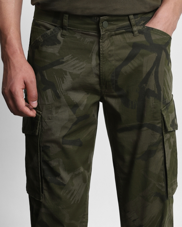 Olive Slim Fit Cotton Cargo