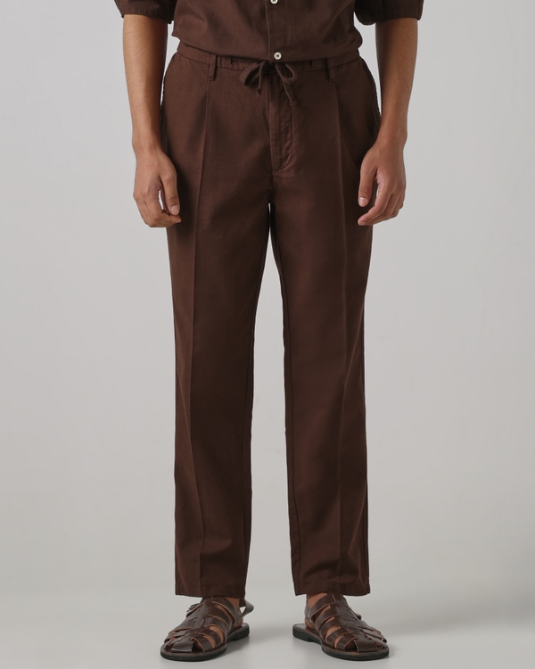 Maroon Relaxed Fit Drawstring Trouser Pants