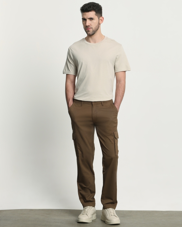 Brown Slim Fit Cotton Cargo