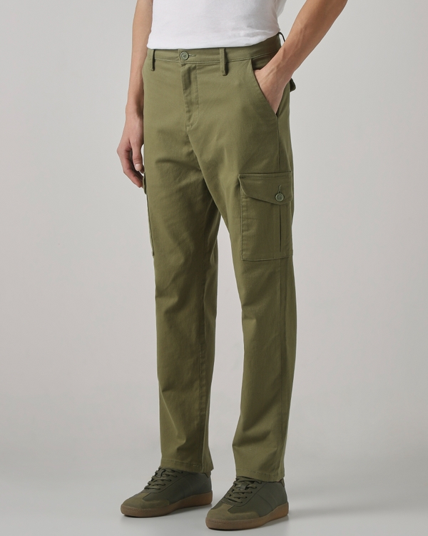 Green Relaxed Tapered Fit Cotton Cargos