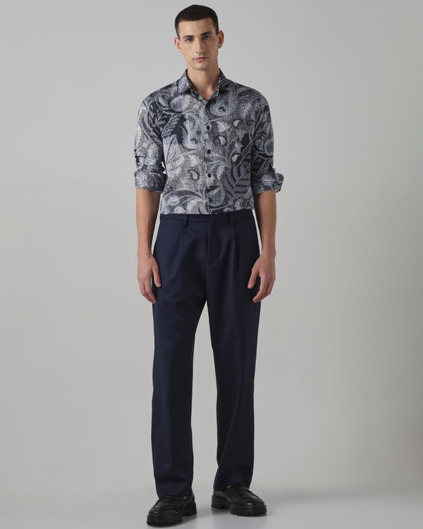 Navy Loose Fit Stretch Chinos