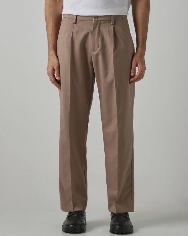 Brown Loose Fit Stretch Chinos