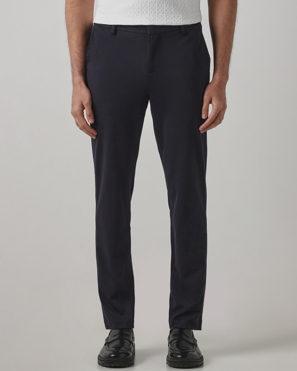 Navy Ankle Length Flat Front Pants