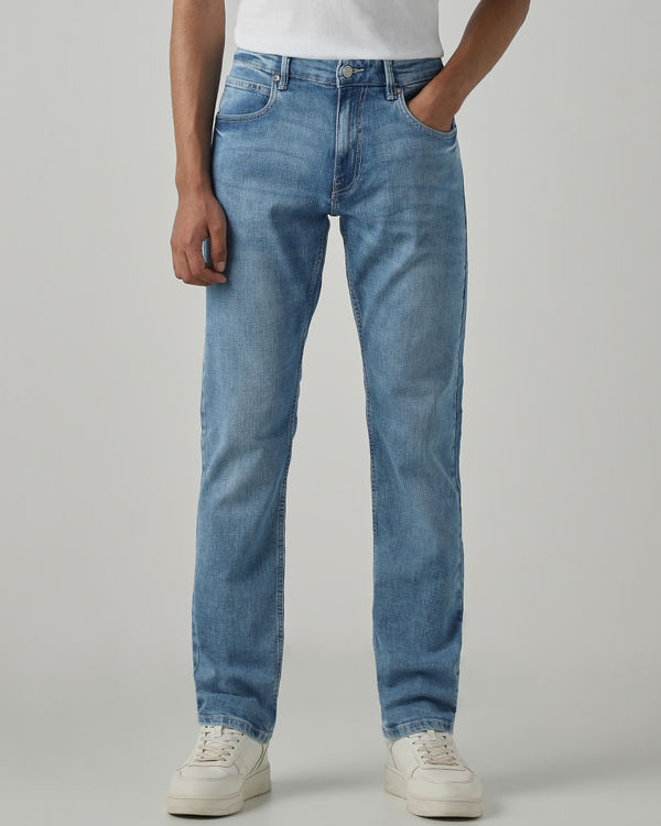 Mid Blue Straight Fit Original Stretch Jeans