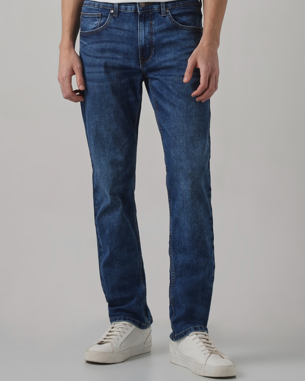 Mid Blue Straight Fit Original Stretch Jeans