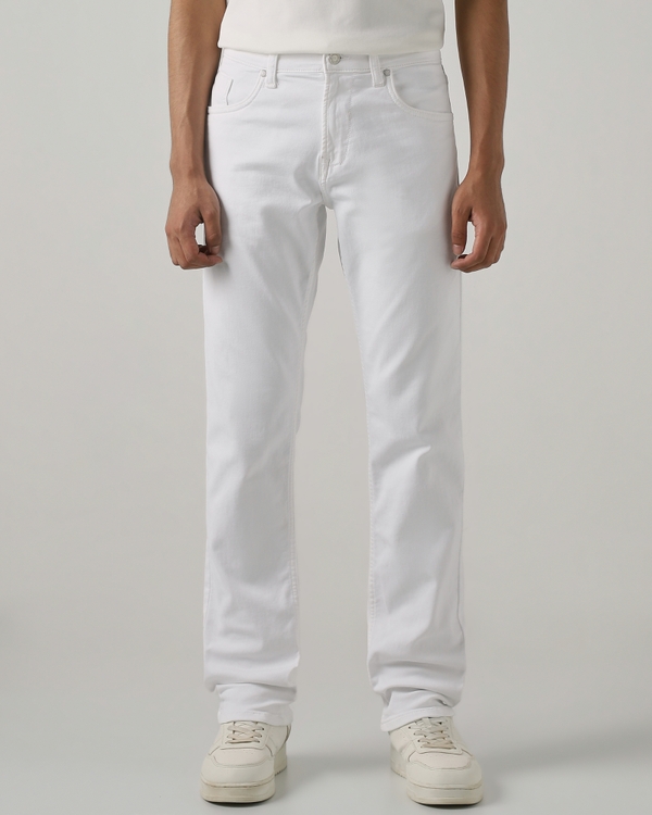 White Straight Fit Denim Deluxe Stretch Jeans