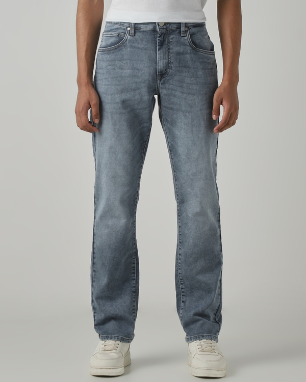 Grey Straight Fit Denim Deluxe Stretch Jeans