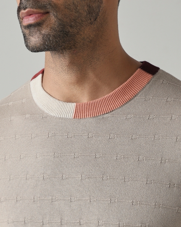 Stone Color-Blocked Slim Fit Flatknit