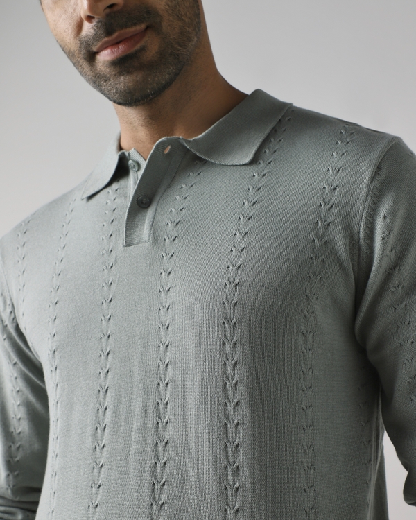 Sage Textured Flatknit Slim Fit Flatknit