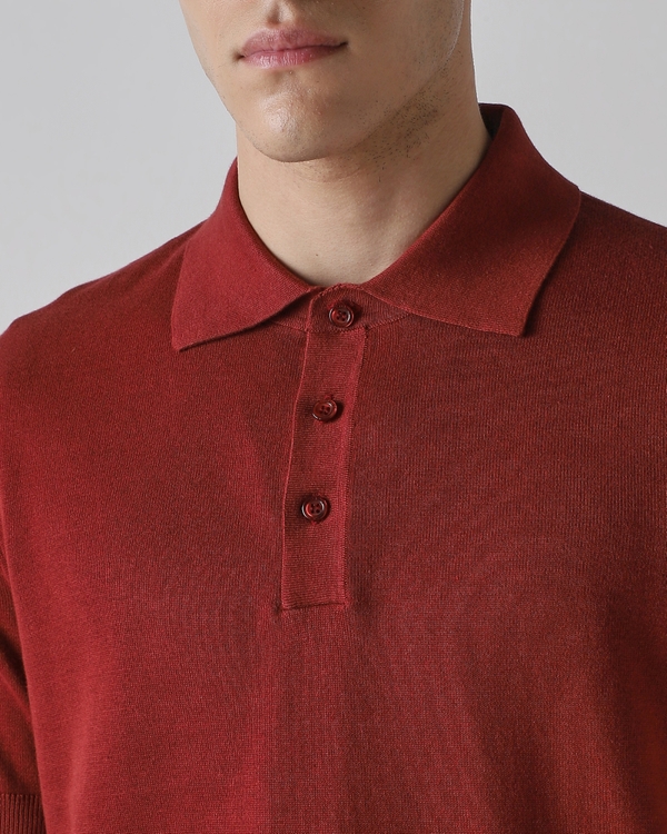 Rust Solid Flatknit Polo