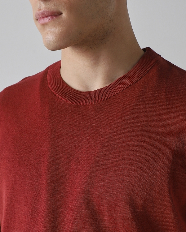 Rust Solid Cotton Flatknit